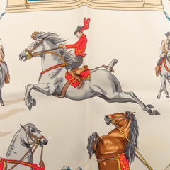 エルメス カレ90 王立アンダルシア馬術学校 Real Escuela Andaluza del Arte Ecuestre スカーフ ネイビー ホワイト シルク レディース HERMES 【中古】