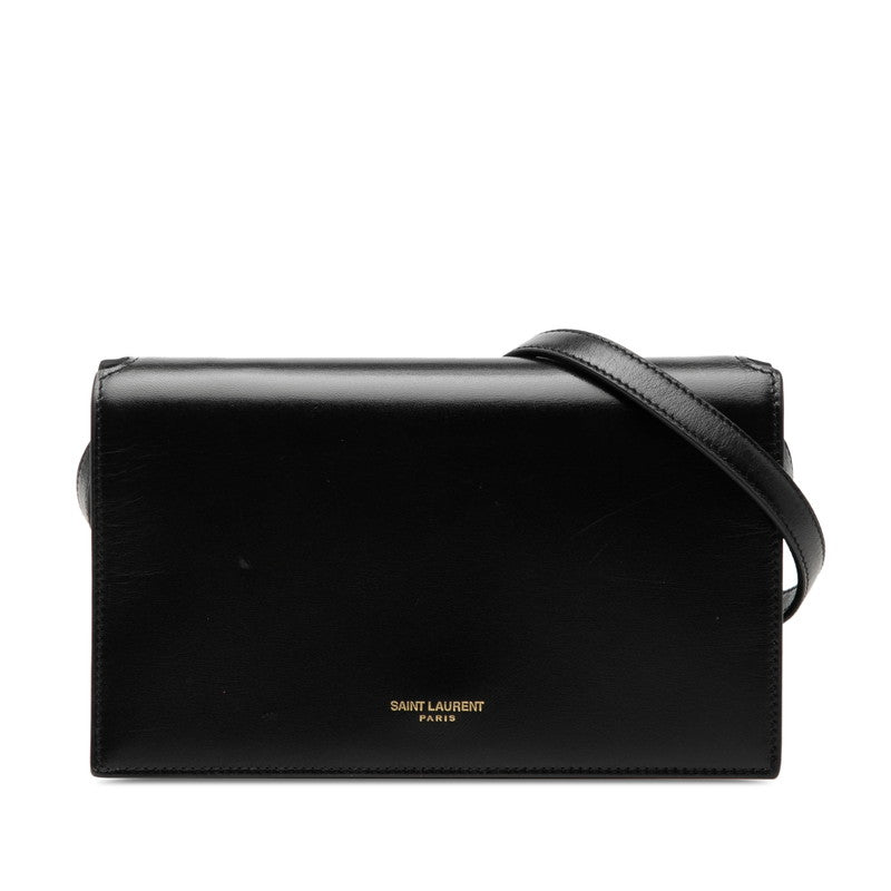 サンローラン 斜め掛け フラップ ショルダーバッグ 769162 ブラック レザー レディース SAINT LAURENT 【中古】