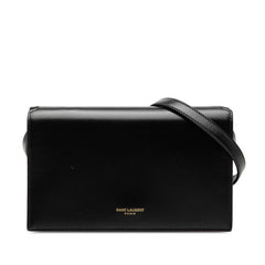 サンローラン 斜め掛け フラップ ショルダーバッグ 769162 ブラック レザー レディース SAINT LAURENT 【中古】