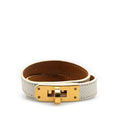 エルメス ケリー ドゥブルトゥール ブレスレット ホワイト ゴールド ヴォーエプソン レディース HERMES 【中古】