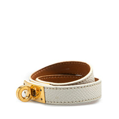 エルメス ケリー ドゥブルトゥール ブレスレット ホワイト ゴールド ヴォーエプソン レディース HERMES 【中古】