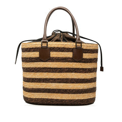 フェンディ ズッキーノ カゴバッグ トートバッグ 8BH240 ブラウン ラフィア レザー レディース FENDI 【中古】