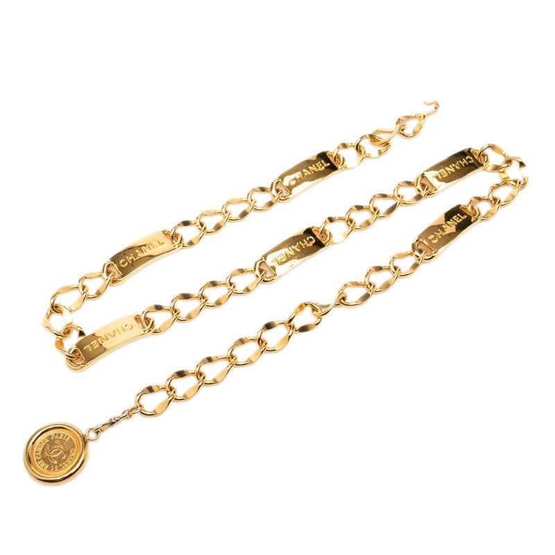 シャネル ココマーク 31 RUE CAMBON PARIS チェーンベルト ロゴプレート ゴールド メッキ レディース CHANEL 【中古】