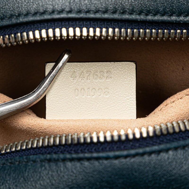 グッチ GGマーモント 斜め掛け チェーン ショルダーバッグ 447632 ブルー レザー レディース GUCCI 【中古】