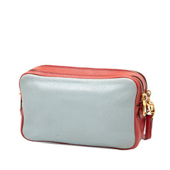 ミュウミュウ ロゴ ショルダーバッグ レッド グレー レザー レディース MIUMIU 【中古】