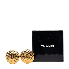 シャネル ココマーク マトラッセ ラウンド イヤリング 23 ゴールド メッキ GP レディース CHANEL 【中古】