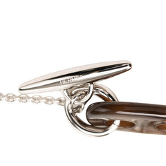 エルメス リヴァージュ PM チェーン ペンダント ネックレス シルバー ブラウン系 メタル バッファローホーン レディース HERMES 中古