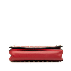 ヴァレンティノ スタッズ チェーン ショルダーバッグ 斜め掛 レッド レザー レディース VALENTINO 【中古】