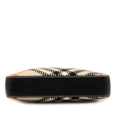バーバリー ノバチェック 斜め掛け ショルダーバッグ ブラック ベージュ ウール レザー レディース BURBERRY 【中古】