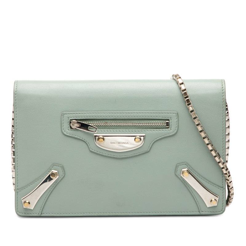 バレンシアガ チェーン ショルダーバッグ ウォレット 420837 ブルー系 レザー レディース BALENCIAGA 【中古】