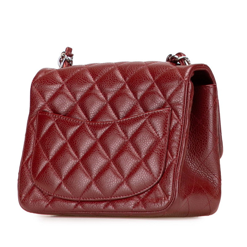シャネル マトラッセ ココマーク 斜め掛け チェーン ショルダーバッグ レッド ボルドー キャビアスキン レディース CHANEL 【中古】