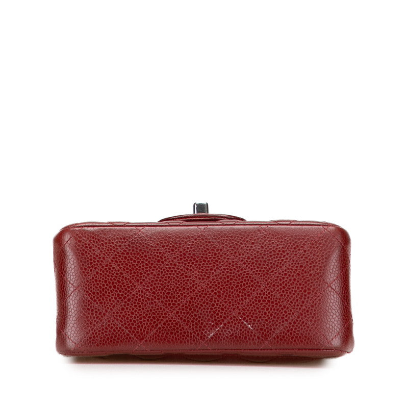 シャネル マトラッセ ココマーク 斜め掛け チェーン ショルダーバッグ レッド ボルドー キャビアスキン レディース CHANEL 【中古】