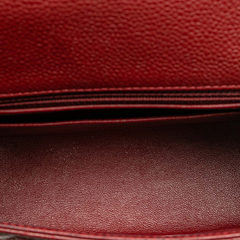 シャネル マトラッセ ココマーク 斜め掛け チェーン ショルダーバッグ レッド ボルドー キャビアスキン レディース CHANEL 【中古】