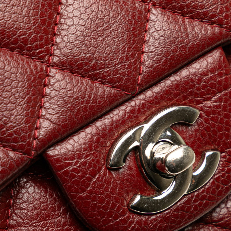 シャネル マトラッセ ココマーク 斜め掛け チェーン ショルダーバッグ レッド ボルドー キャビアスキン レディース CHANEL 【中古】