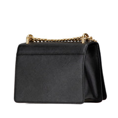 プラダ チェーン 斜め掛け ショルダーバッグ ブラック サフィアーノレザー レディース PRADA 【中古】