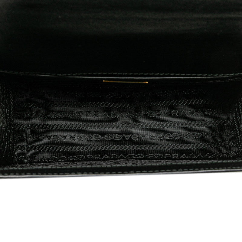 プラダ チェーン 斜め掛け ショルダーバッグ ブラック サフィアーノレザー レディース PRADA 【中古】