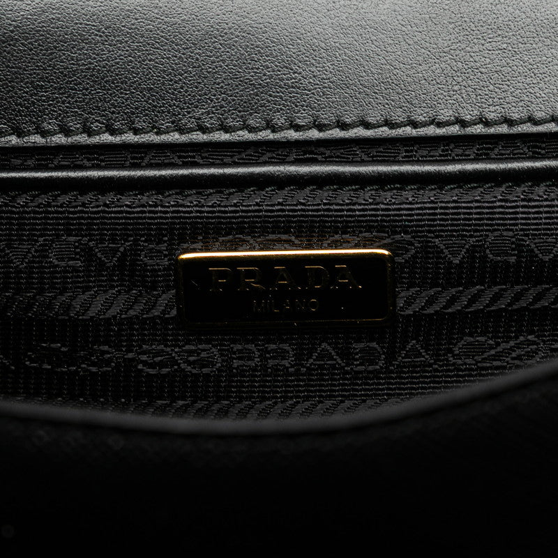 プラダ チェーン 斜め掛け ショルダーバッグ ブラック サフィアーノレザー レディース PRADA 【中古】