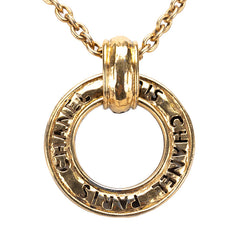 シャネル ロゴ ラウンド サークル ペンダントネックレス ゴールド メッキ レディース CHANEL 【中古】