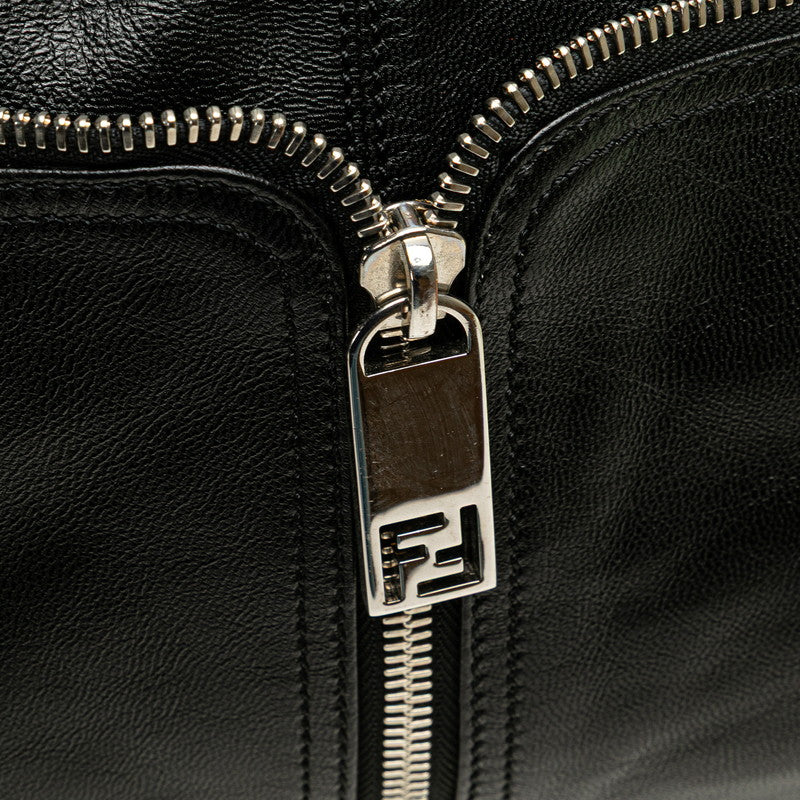 フェンディ ズッカ アンジップド ハンドバッグ トートバッグ 8BR623 ブラック レザー レディース FENDI 【中古】
