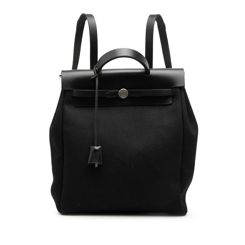 エルメス エールバッグ アドPM リュック バックパック ブラック トワルオフィシエ レザー レディース HERMES 【中古】