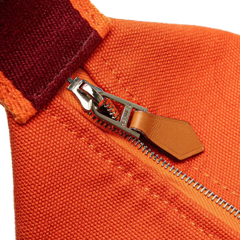 エルメス ブリッドアブラックPM ハンドバッグ オレンジ キャンバス レディース HERMES 【中古】