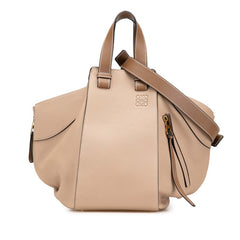 ロエベ アナグラム ハンモック ミディアム ハンドバッグ ショルダーバッグ 2WAY ベージュ レザー レディース LOEWE 【中古】