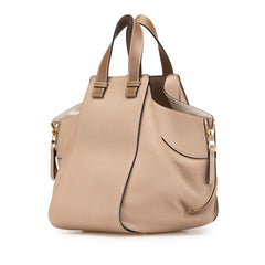 ロエベ アナグラム ハンモック ミディアム ハンドバッグ ショルダーバッグ 2WAY ベージュ レザー レディース LOEWE 【中古】