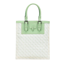 ロエベ リピートアナグラム トートバッグ ハンドバッグ グリーン キャンバス レザー レディース LOEWE 【中古】