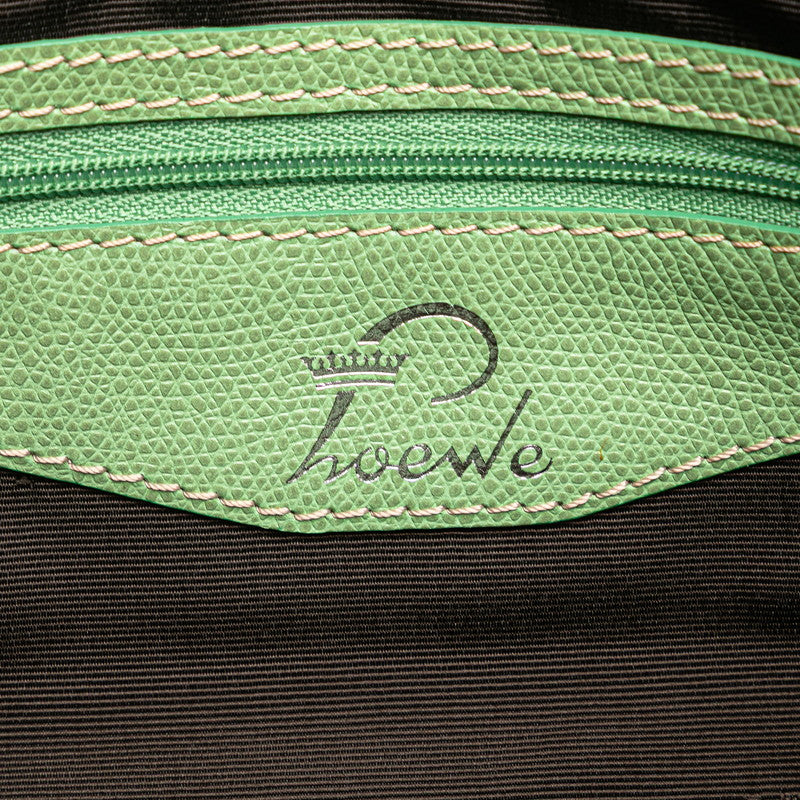 ロエベ リピートアナグラム トートバッグ ハンドバッグ グリーン キャンバス レザー レディース LOEWE 【中古】