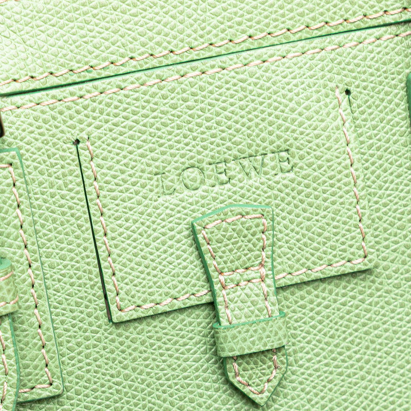 ロエベ リピートアナグラム トートバッグ ハンドバッグ グリーン キャンバス レザー レディース LOEWE 【中古】