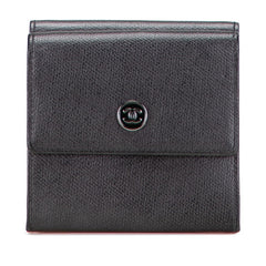 シャネル ココマーク 三つ折り財布 ブラック レザー レディース CHANEL 【中古】