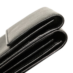 シャネル ココマーク 三つ折り財布 ブラック レザー レディース CHANEL 【中古】