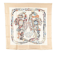 エルメス カレ90 BRIDES de GALA en fleurs ブリッド ドゥ ガラ アン フルール スカーフ ベージュ マルチカラー シルク レディース HERMES 【中古】