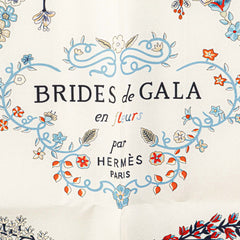 エルメス カレ90 BRIDES de GALA en fleurs ブリッド ドゥ ガラ アン フルール スカーフ ベージュ マルチカラー シルク レディース HERMES 【中古】