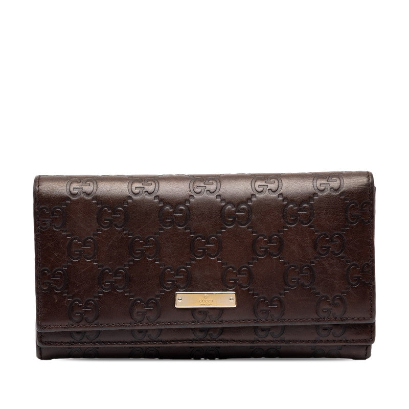 グッチ グッチシマ Wフラップ 長財布 131888 ブラウン レザー レディース GUCCI 中古