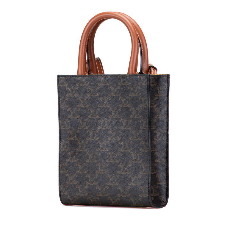 セリーヌ トリオンフ バーティカルカバ ミニ トートバッグ ショルダーバッグ 2WAY ブラック ブラウン PVC レザー レディース CELINE 【中古】