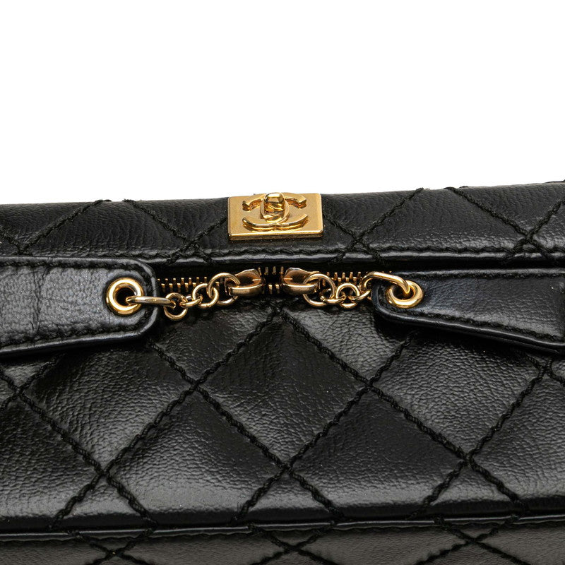 シャネル マトラッセ ココマーク チェーン バニティバッグ ブラック レザー レディース CHANEL 【中古】