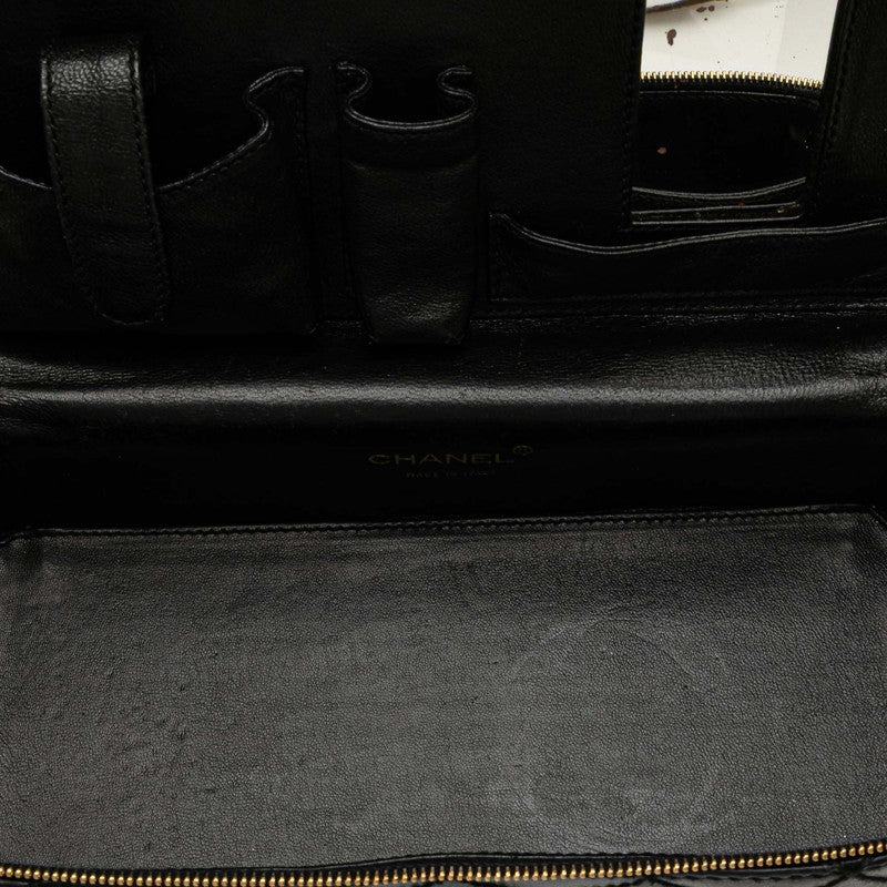 シャネル マトラッセ ココマーク チェーン バニティバッグ ブラック レザー レディース CHANEL 【中古】