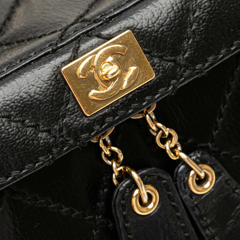 シャネル マトラッセ ココマーク チェーン バニティバッグ ブラック レザー レディース CHANEL 【中古】