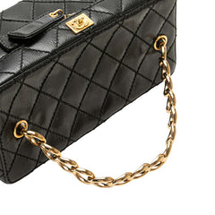 シャネル マトラッセ ココマーク チェーン バニティバッグ ブラック レザー レディース CHANEL 【中古】