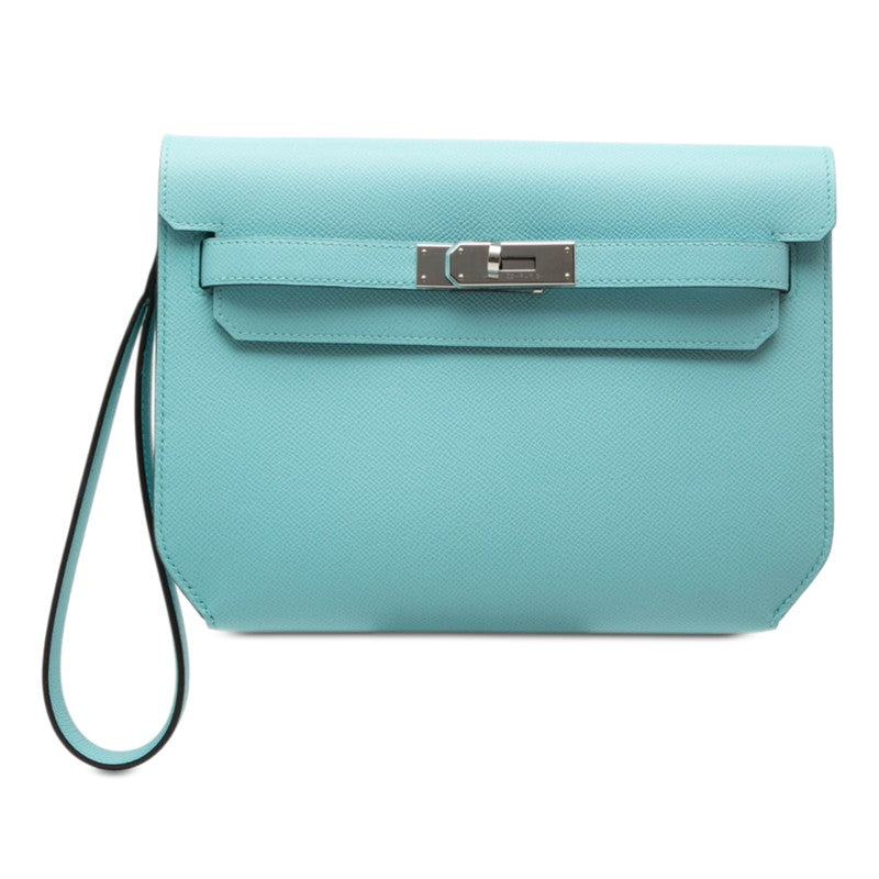エルメス ケリーデペッシュ25 クラッチバッグ ライトブルー系 シルバー金具 ヴォーエプソン レディース HERMES 【中古】