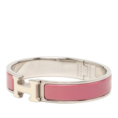 エルメス クリックH PM ブレスレット シルバー ピンク メタル エナメル レディース HERMES 【中古】