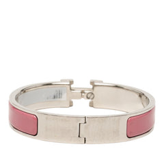 エルメス クリックH PM ブレスレット シルバー ピンク メタル エナメル レディース HERMES 【中古】