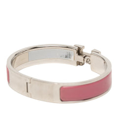 エルメス クリックH PM ブレスレット シルバー ピンク メタル エナメル レディース HERMES 【中古】