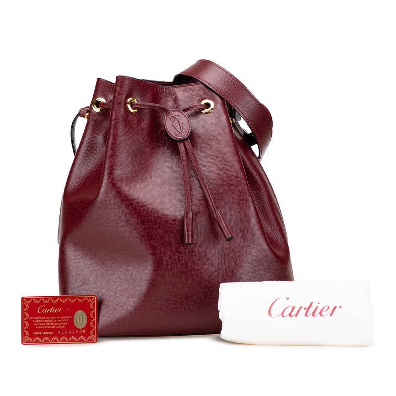 カルティエ マストライン ショルダーバッグ ワインレッド ボルドー レザー レディース CARTIER 【中古】