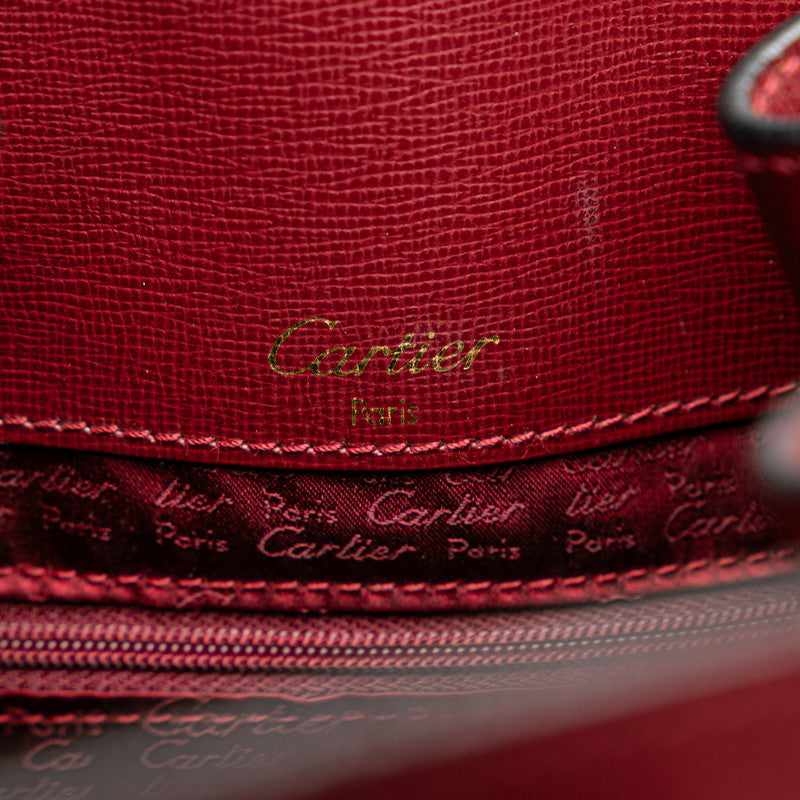 カルティエ マストライン ショルダーバッグ ワインレッド ボルドー レザー レディース CARTIER 【中古】