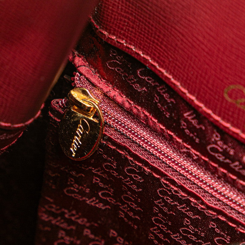 カルティエ マストライン ショルダーバッグ ワインレッド ボルドー レザー レディース CARTIER 【中古】