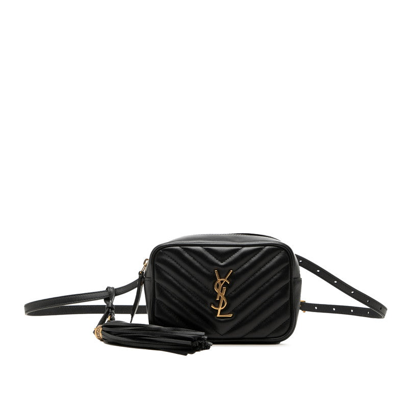 サンローラン ルー タッセル 斜め掛け ショルダーバッグ ポシェット 534817 ブラック レザー レディース SAINT LAURENT 中古
