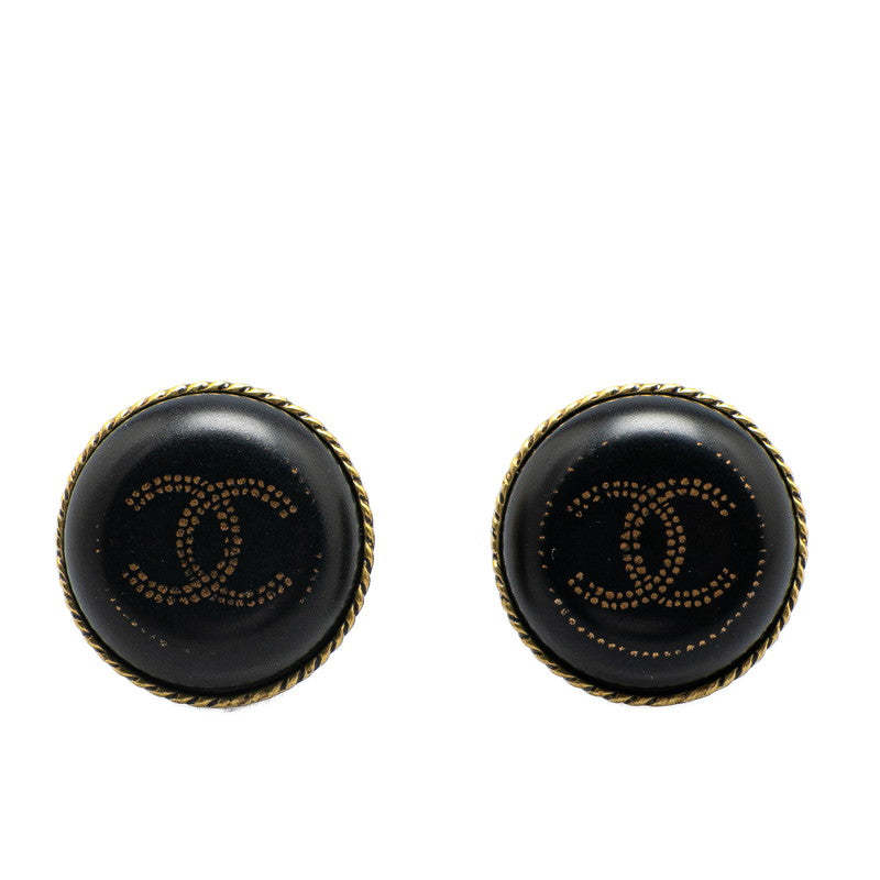 シャネル ココマーク イヤリング ブラック ゴールド メッキ プラスチック レディース CHANEL 【中古】
