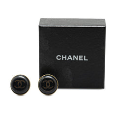 シャネル ココマーク イヤリング ブラック ゴールド メッキ プラスチック レディース CHANEL 【中古】
